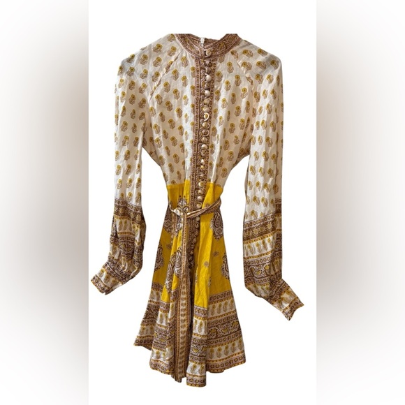 Zimmermann Yellow and Cream Long Sleeve Dress 100% linen - Picture 3 of 7